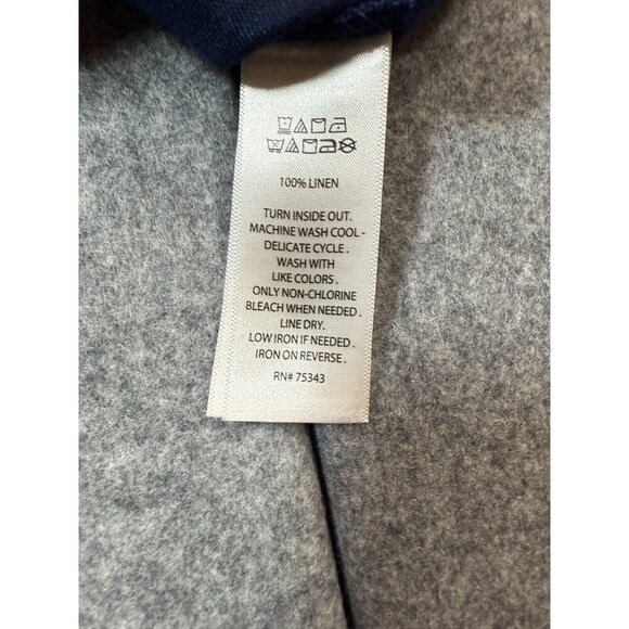 Jones New York Trucker Jacket Women's Large Blue Linen Long Sleeve Button Front - Picture 7 of 8